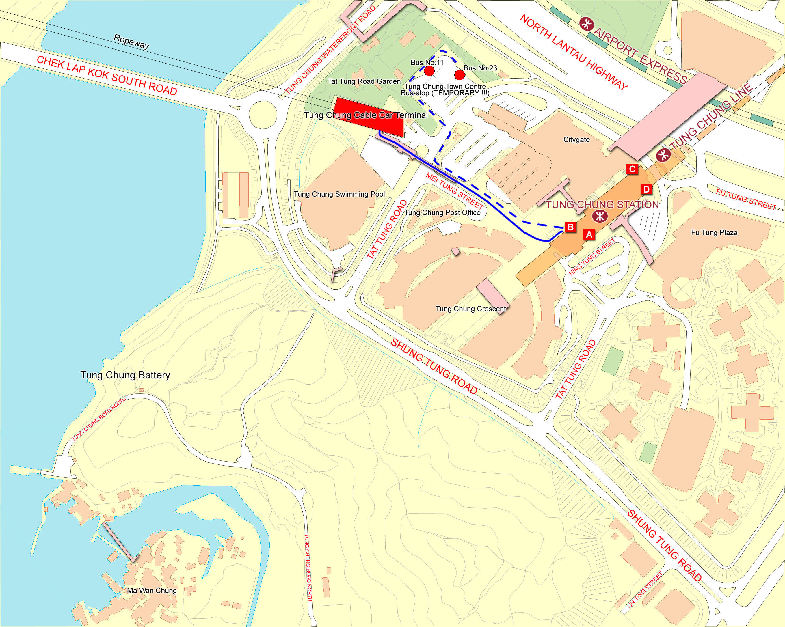Карта района станции Tung Chung