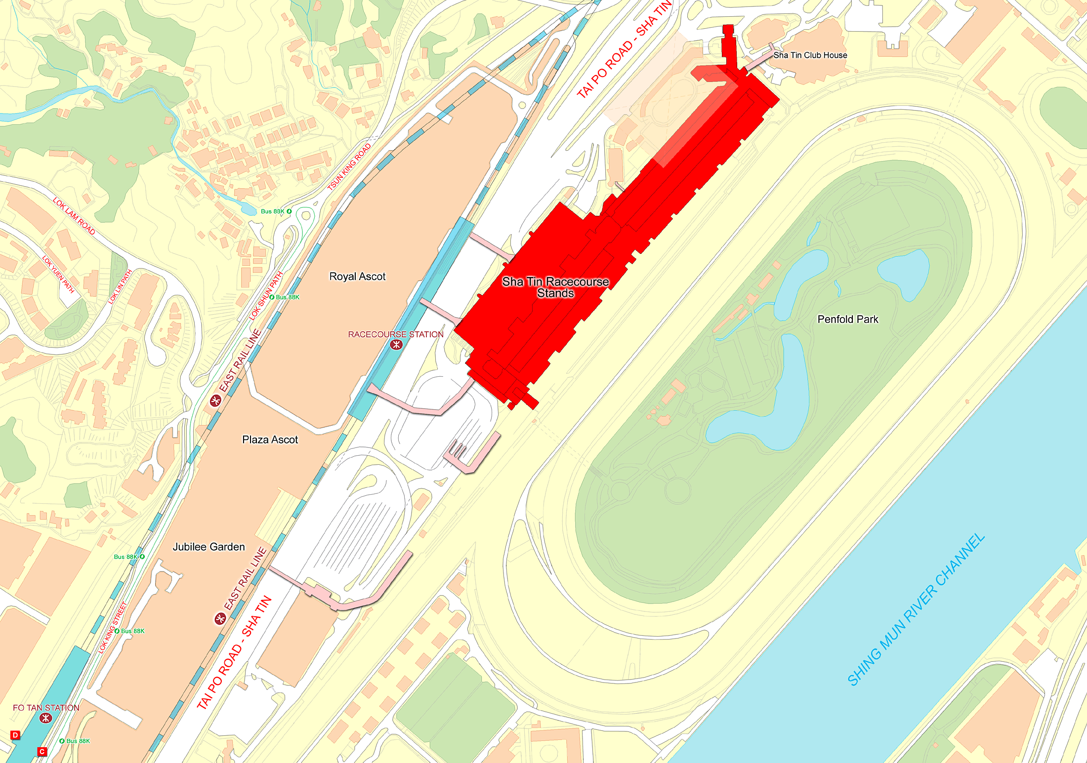 Карта ипподрома Sha Tin